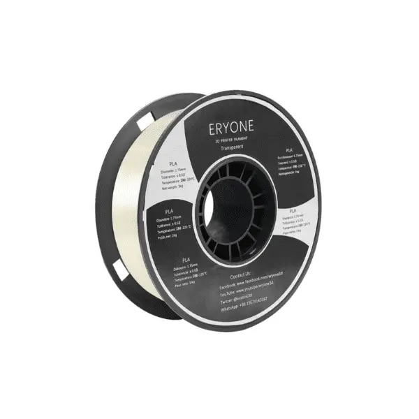 Eryone Standard Transparent PLA Filament 1.75mm 1kg plastic spool